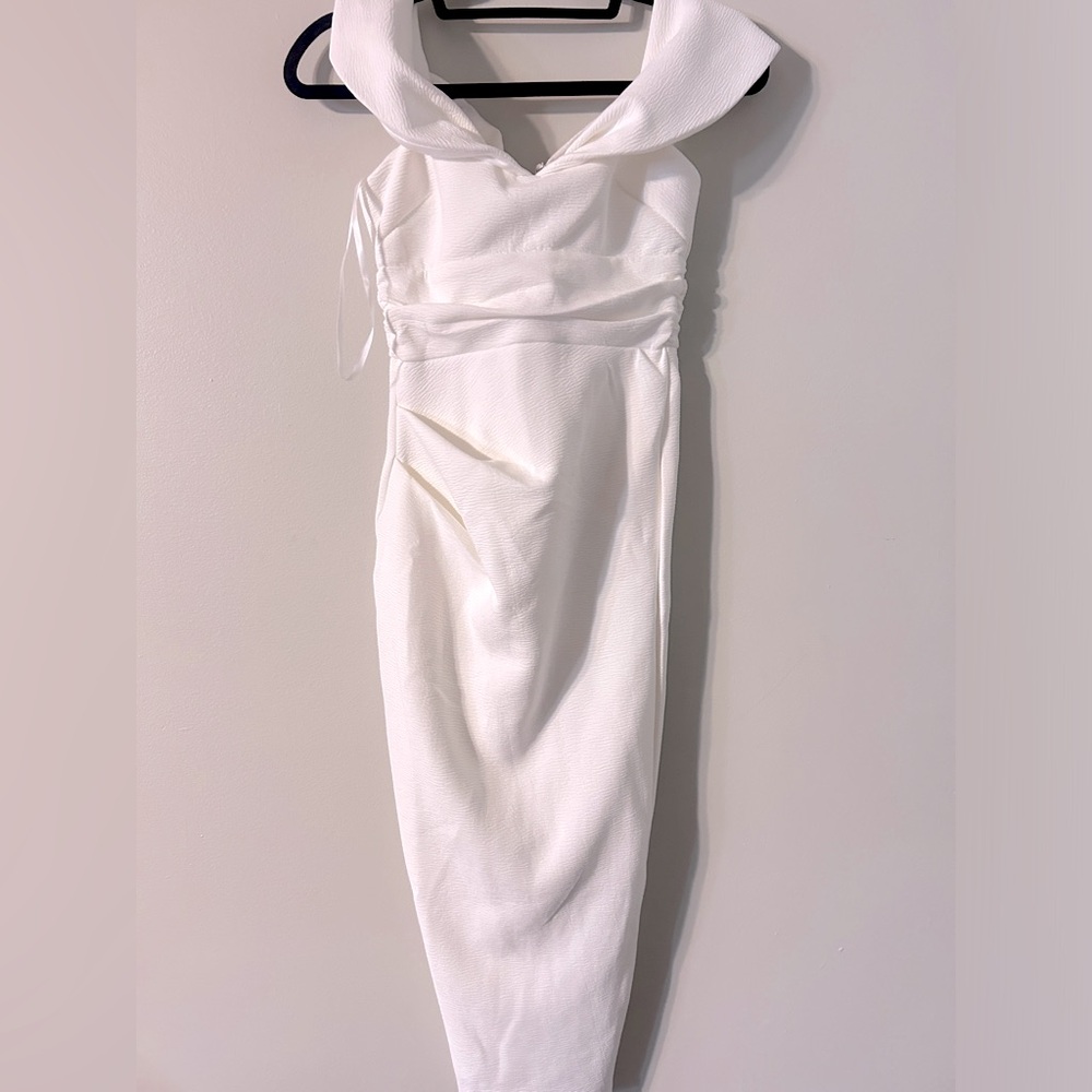 White formal fitted dress